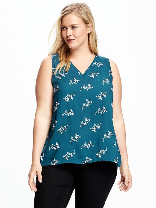 Old Navy V Neck Plus - Teal Print
