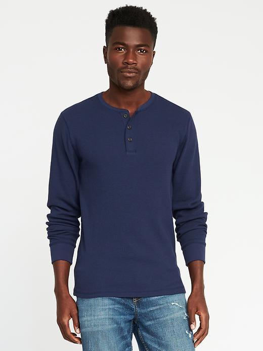Old Navy Mens Soft-washed Built-in Flex Thermal Henley For Men Lost At Sea Navy Size S