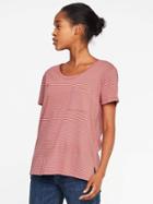 Old Navy Striped Boyfriend Scoop Neck Tee For Women - Pink Neutral Stripe