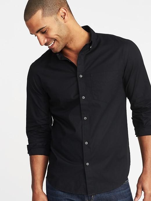 Old Navy Mens Slim-fit Poplin Shirt For Men Black Size L