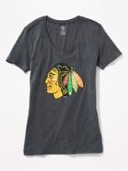 Old Navy Womens Nhl Team V-neck Tee For Women Chicago Blackhawks Size M