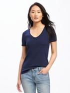 Old Navy Womens Slim-fit V-neck Tee For Women Lost At Sea Navy Size Xl