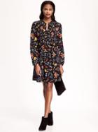 Old Navy Pintuck Swing Dress For Women - Black Floral