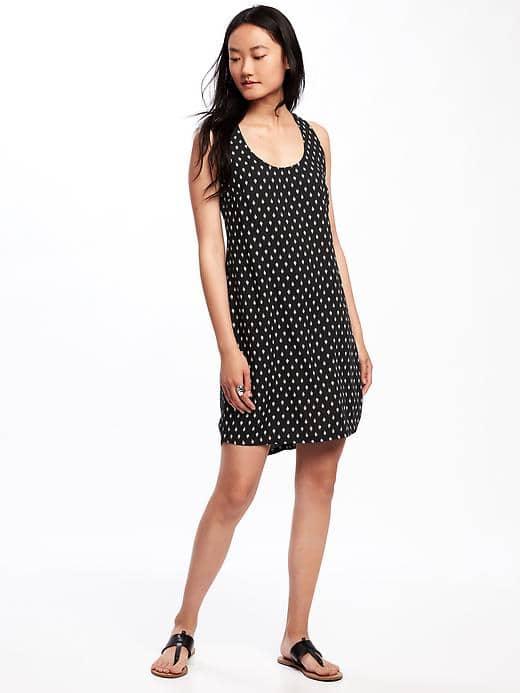 Old Navy Twist Back Shift Dress For Women - Black Print