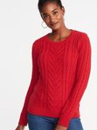 Old Navy Womens Cable-knit Crew-neck Sweater For Women Robbie Red Size S