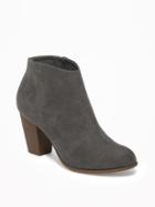 Old Navy Sueded Block Heel Booties For Women - Cast Iron Top