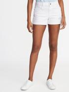 Mid-rise Distressed Boyfriend White Denim Shorts - 3-inch Inseam