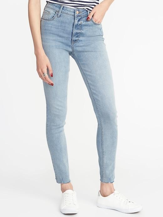 Old Navy Womens High-rise Secret-slim Raw-edge Rockstar Jeans Light Wash Size 6