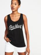 Old Navy Womens Everywear Logo-graphic Scoop-neck Tank For Women Black Size L