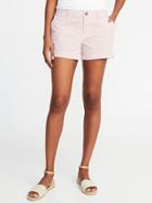 Old Navy Womens Mid-rise Everyday Seersucker Shorts For Women (3 1/2) Red Stripe Size 8