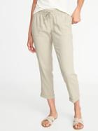 Old Navy Womens Mid-rise Linen-blend Cropped Pants For Women Beige Stone Size S
