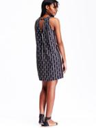 Old Navy Womens Mixed Print Shift Dresses Size L Tall - Black Print