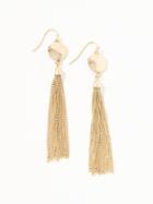 Old Navy Hammered Disk Tassel Drop Earrings For Women - Antique Gold