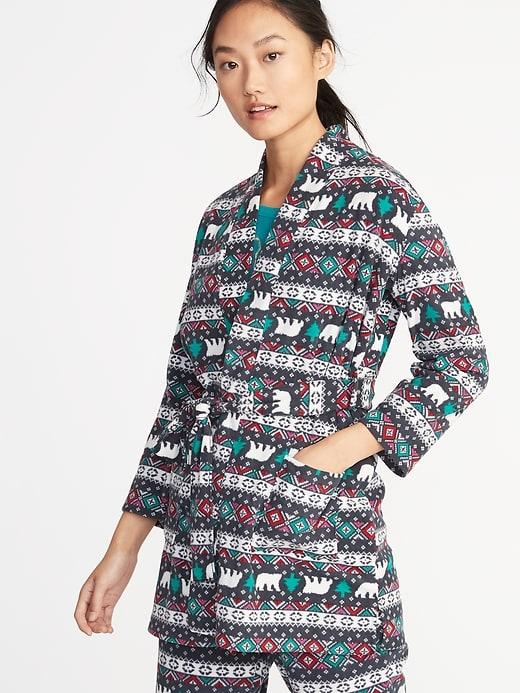 Old Navy Womens Printed Tie-belt Micro-fleece Robe For Women Multi Fair Isle Size Xs/s