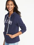 Old Navy Womens Relaxed Logo-graphic Zip Hoodie For Women Lost At Sea Navy Size Xs