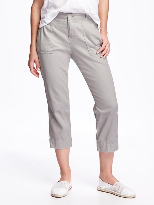 Old Navy Mid Rise Textured Twill Capris For Women - Palomino