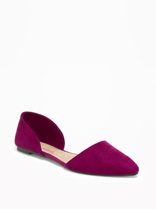 Old Navy Sueded Dorsay Flats For Women - Fuchsia Generations