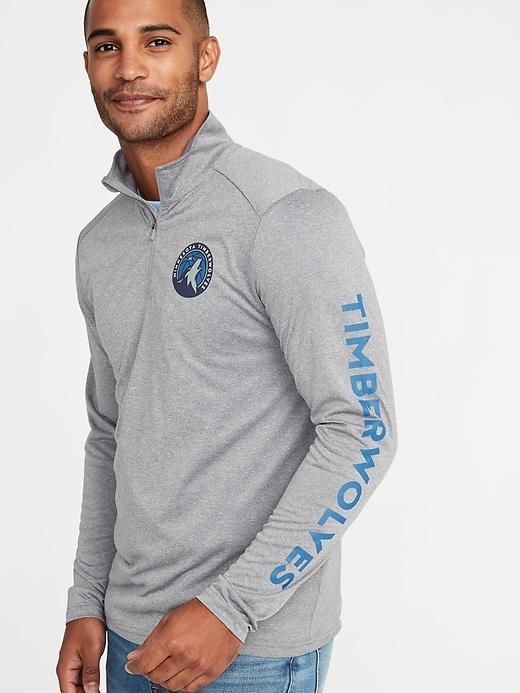 Old Navy Mens Nba Team-graphic 1/4-zip Pullover For Men Minnesota Timberwolves Size M
