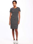 Old Navy Crew Neck Tee Dress For Women - Black/white Stripe