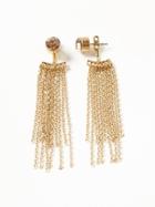 Old Navy Crystal Tassel Chain Drop Earrings For Women - Gold
