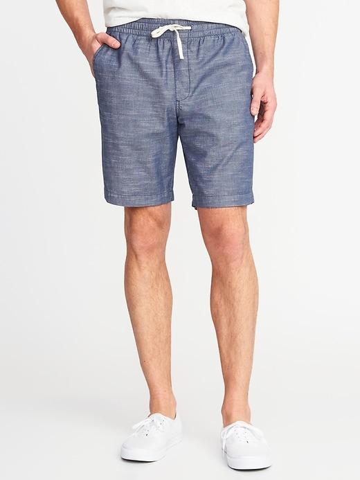 Old Navy Mens Built-in Flex Drawstring Jogger Shorts For Men (9) Dark Chambray Size L