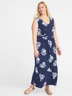 Old Navy Womens Empire-waist Plus-size V-neck Maxi Dress Navy Floral Size 3x