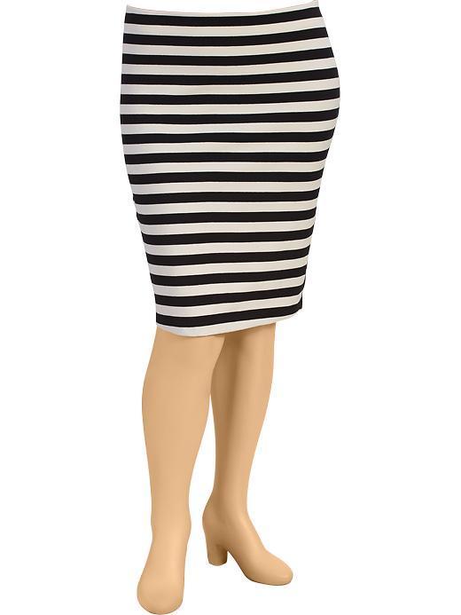 Old Navy Womens Plus Knit Pencil Skirts - White Stripe