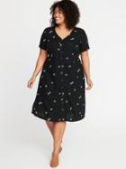 Waist-defined Plus-size Floral Midi Dress