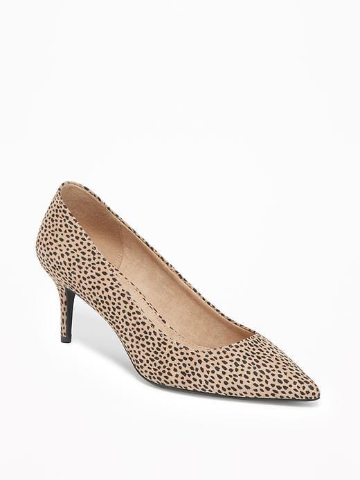 Old Navy Sueded Mid Heel Pointy Toe Pumps For Women - Cheetah