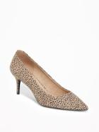 Old Navy Sueded Mid Heel Pointy Toe Pumps For Women - Cheetah