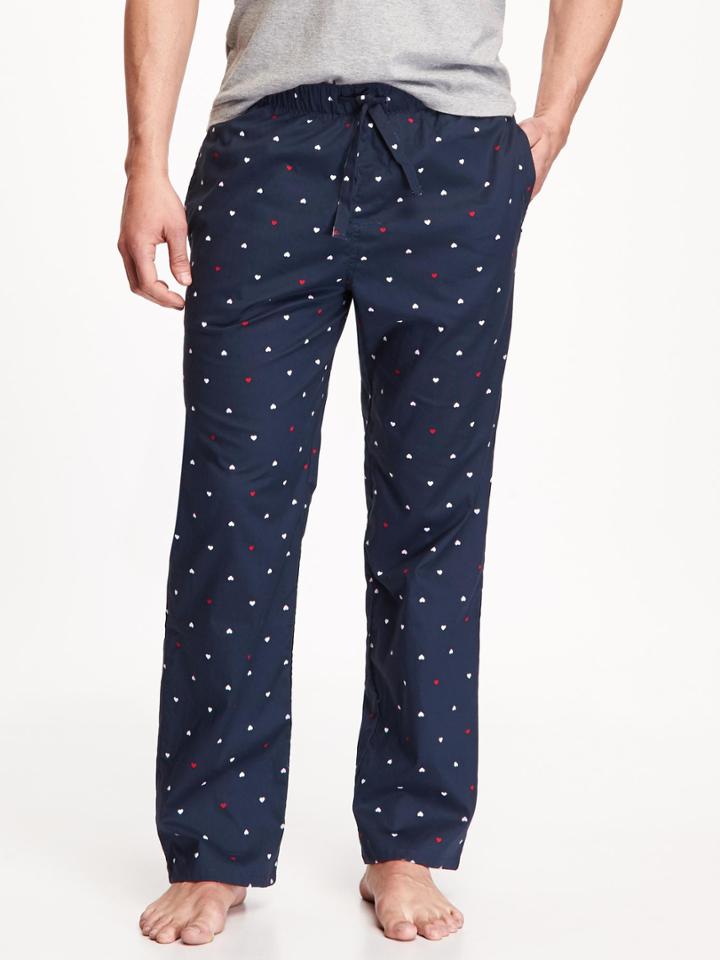Old Navy Poplin Sleep Pants For Men - Multi Hearts