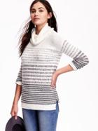 Old Navy Cowl Neck Striped Pullover Tunic Size L - Polar Bear
