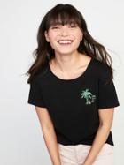 Old Navy Womens Everywear Graphic Crew-neck Tee For Women Black Size Xs