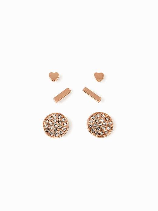 Old Navy Multi Shape Stud Earring 3 Pack For Women - Tiny Hearts