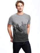 Old Navy Graphic Crew Neck Tee For Men - Dark Heather Gray