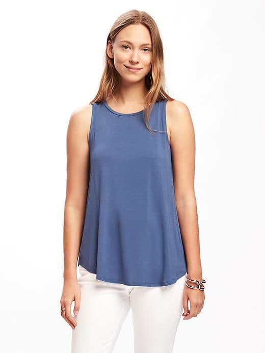 Old Navy Luxe High Neck Swing Tank For Women - Cowboy Blue