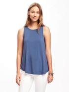 Old Navy Luxe High Neck Swing Tank For Women - Cowboy Blue