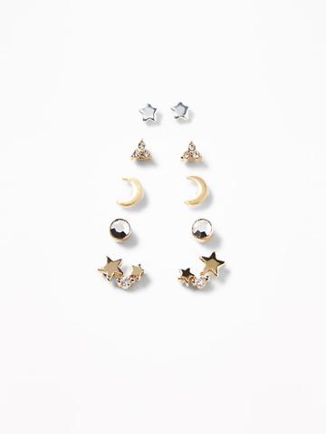 Old Navy  Celestial Stud Earrings 5-pack For Women Gold Size One Size