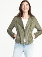 Old Navy Womens Sueded-knit Moto Jacket For Women Fennel Seed Size Xxl