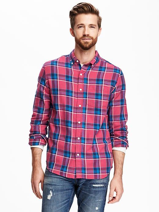 Old Navy Slim Fit Plaid Shirt For Men - Navy Crockett