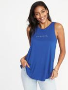 Old Navy Womens Luxe High-neck Graphic Swing Tank For Women Love Struck Size L