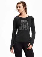 Old Navy Go Dry Performance Graphic Long Sleeve Top For Women - Black