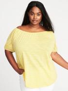 Old Navy Womens Relaxed Plus-size Bubble-sleeve Top Lime Stripe Size 1x