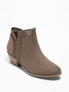 Old Navy Womens Perforated Faux-suede Ankle Boots For Women Dark Taupe Size 8 1/2