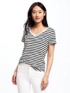 Old Navy Womens Everywear Slub-knit Tee For Women White Stripe Size Xl
