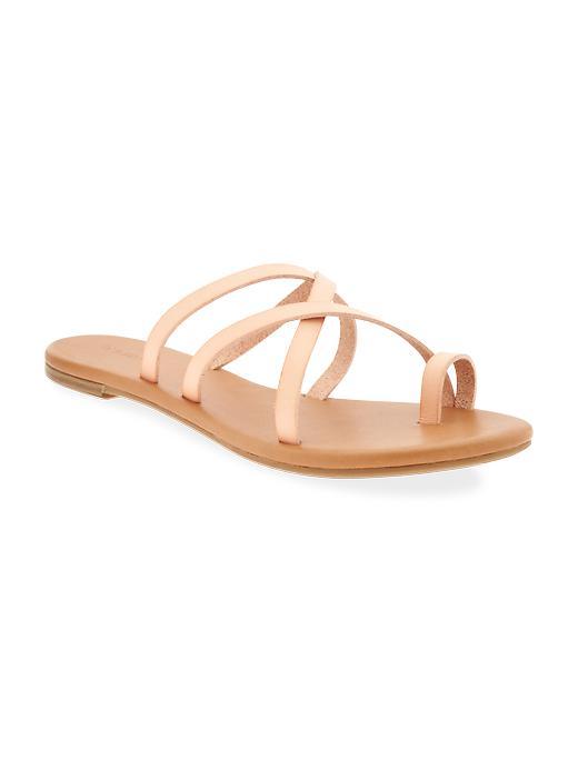 Old Navy Faux Leather Multi Strap Sandals For Women - Nude