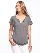 Old Navy Relaxed Rolled Cuff Tee For Women - Dark Charcoal Gray