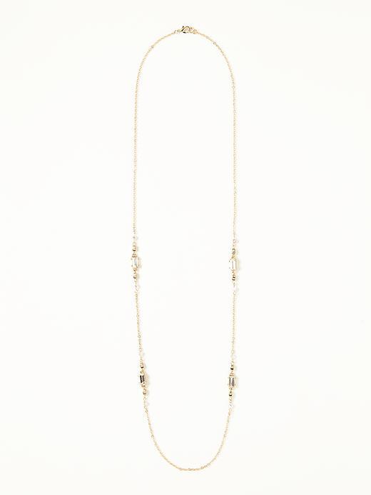Old Navy Crystal Bead Chain Necklace For Women - Gold