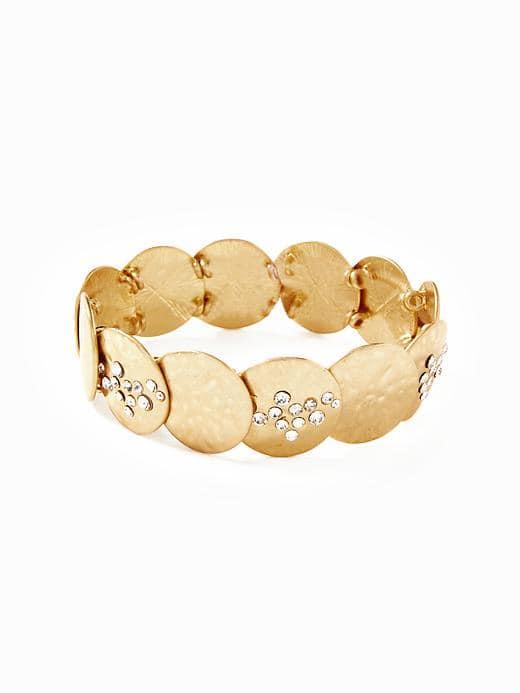 Old Navy Hammered Pave Stretch Bracelet For Women - Antique Gold