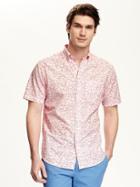 Old Navy Classic Printed Slim Fit Shirt For Men - Coral Obligation